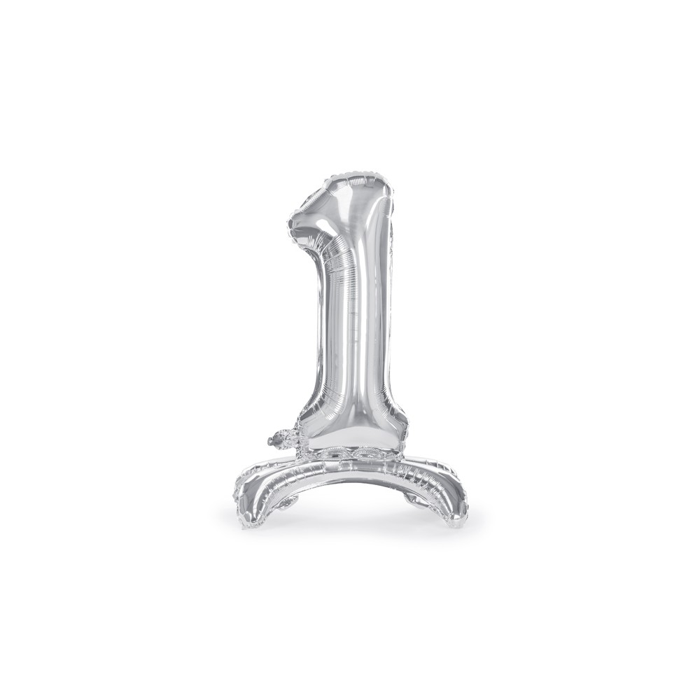Ballon en Mylar debout Chiffre 1, 70cm, argenté
