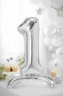 Ballon en Mylar debout Chiffre 1, 70cm, argenté
