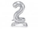 Ballon en Mylar debout Chiffre 2, 70cm, argenté