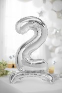 Ballon en Mylar debout Chiffre 2, 70cm, argenté