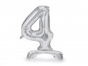 Ballon en Mylar debout, Chiffre 4, 70cm, argenté