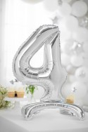 Ballon en Mylar debout, Chiffre 4, 70cm, argenté