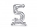 Ballon en Mylar debout, Chiffre 5, 70cm, argenté