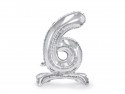 Ballon en Mylar debout Chiffre 6, 70cm, argenté