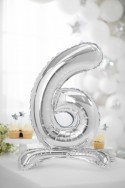 Ballon en Mylar debout Chiffre 6, 70cm, argenté