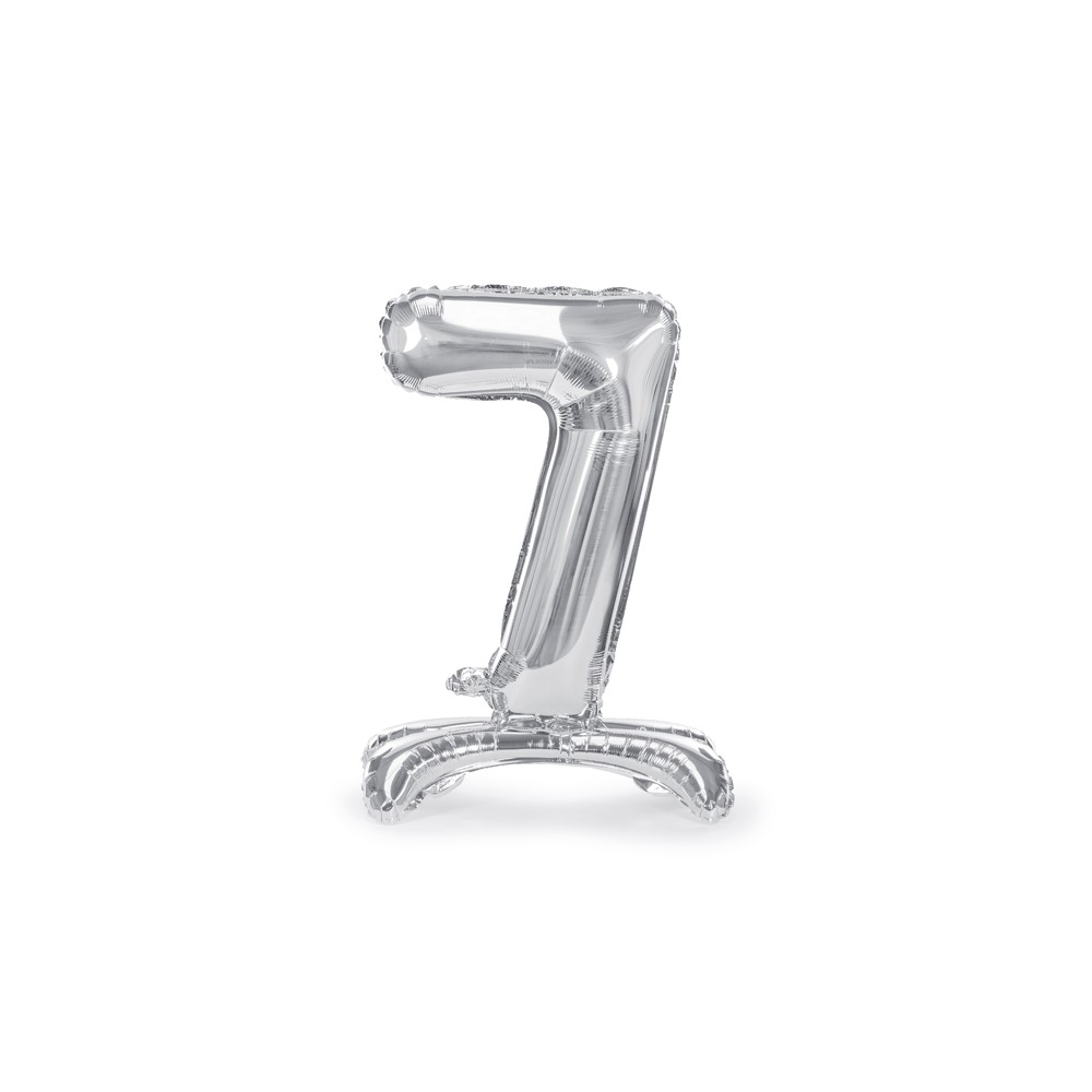 Ballon en Mylar debout Chiffre 7, 70cm, argenté