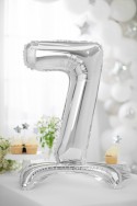 Ballon en Mylar debout Chiffre 7, 70cm, argenté