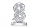 Ballon en Mylar debout, Chiffre 8, 70cm, argenté