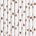 Pailles en papier, rose clair or, 19.5cm