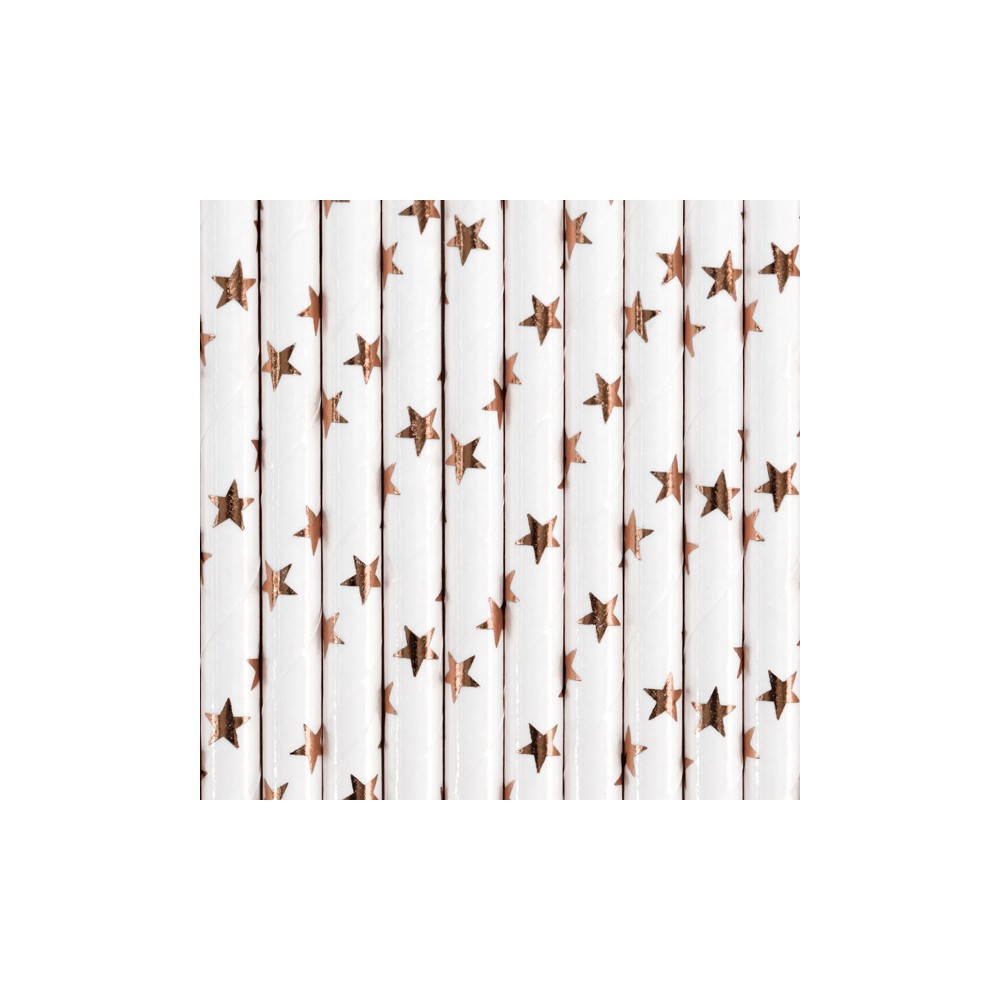 Pailles en papier, rose clair or, 19.5cm