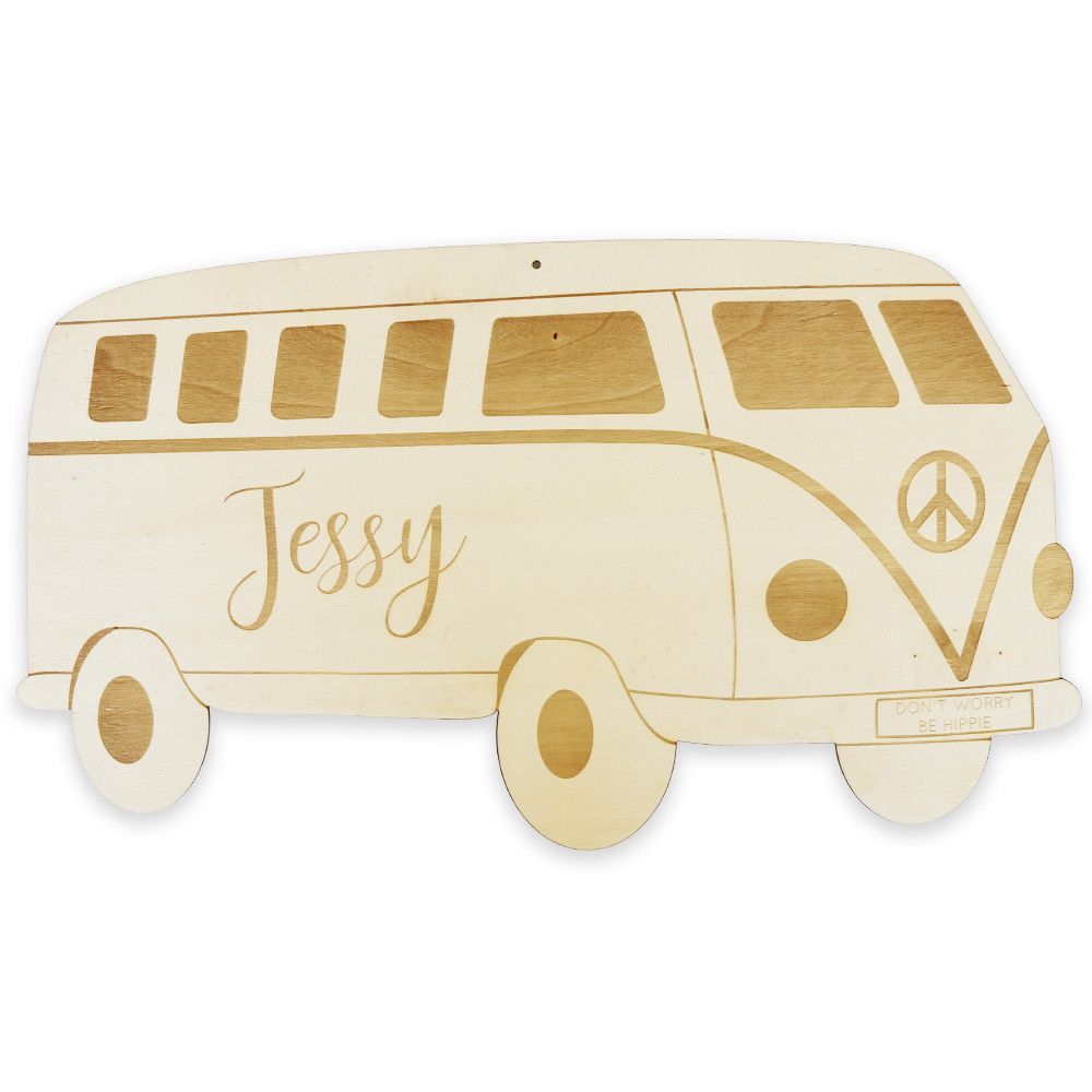 Décoration en bois personnalisable "van hippie"