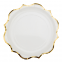 8 assiettes "blanc liseré doré" - 23 cm