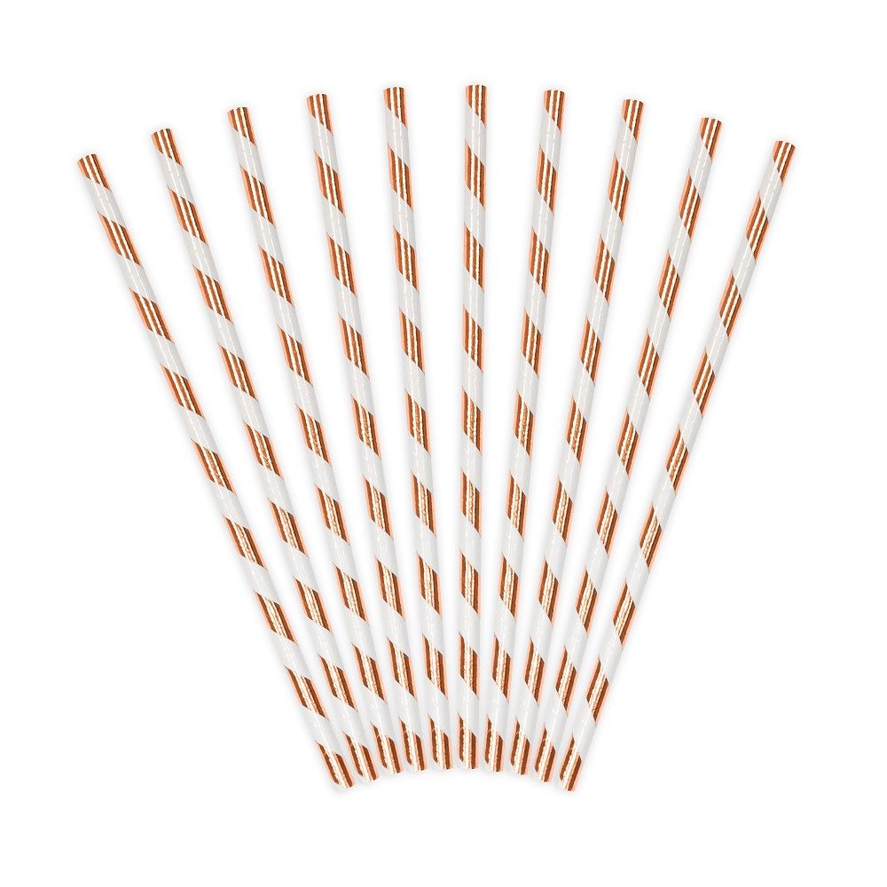 10 Pailles en papier - or rose clair