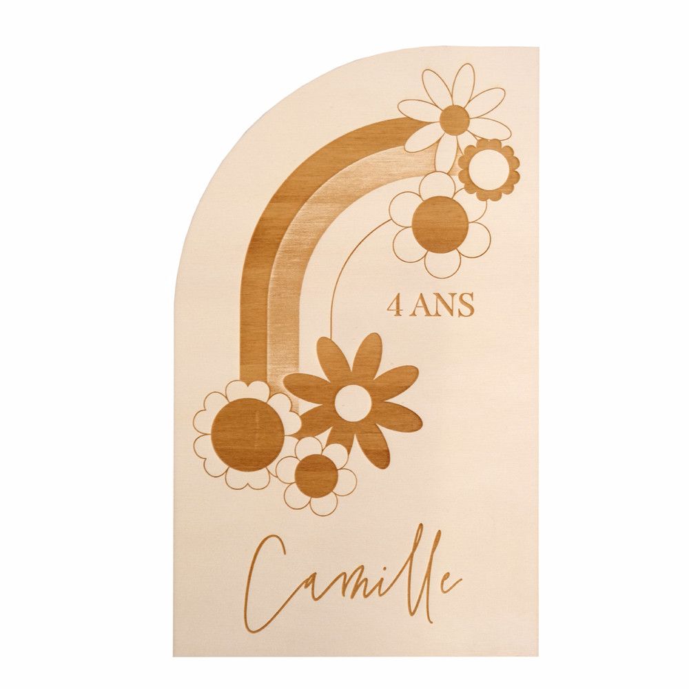 Panneau en bois personnalisable "flower power"