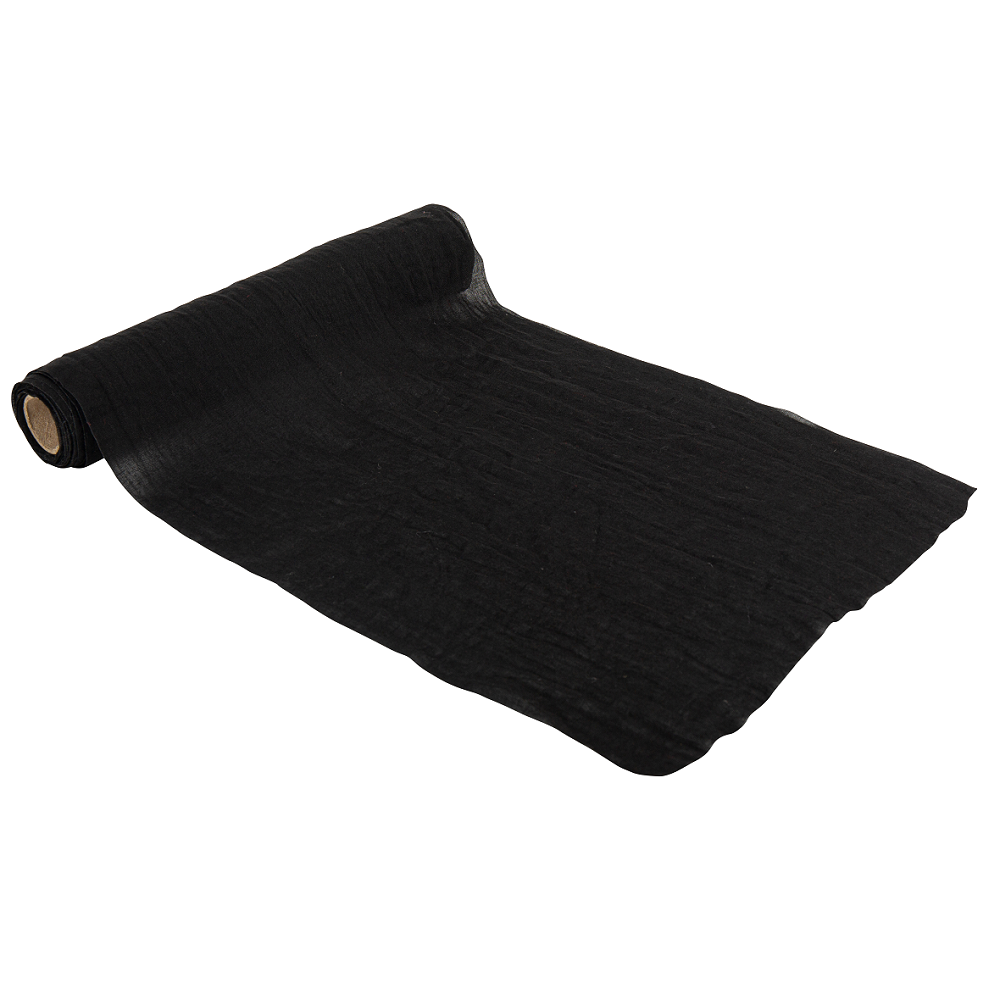 5 m chemin de table mousseline "noir" - 28 cm