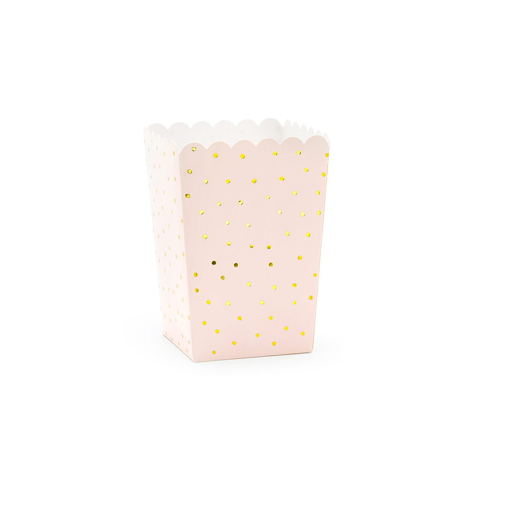 6 Boîtes à pop-corn Dots - rose clair