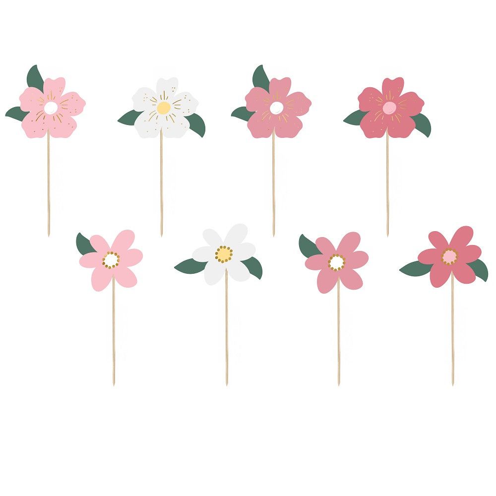8 Cake toppers de gâteau Fleurs