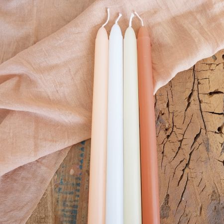 2 bougies cierges ivoire -...