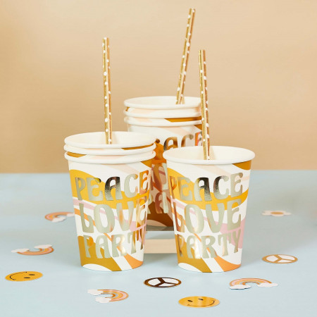 8 gobelets "Peace Love Party "