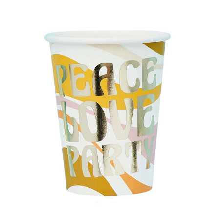8 gobelets "Peace Love Party "