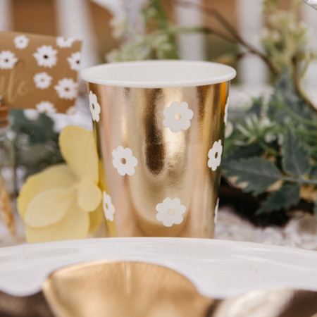 8 gobelets "gold marguerite"