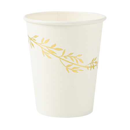 8 gobelets "blanc feuilles...