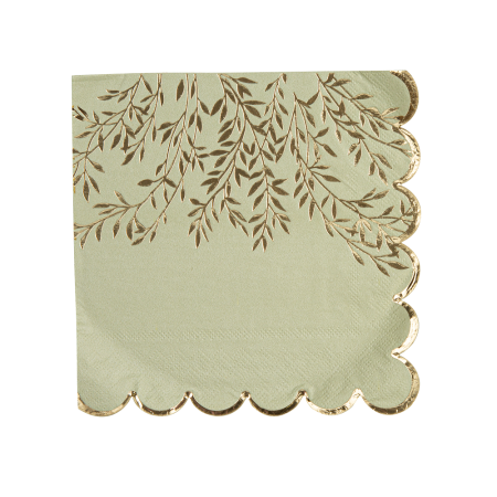 16 serviettes "sauge...