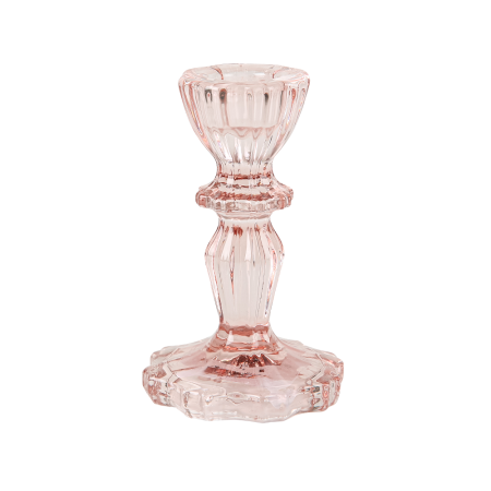 Bougeoir en verre "rose" -...