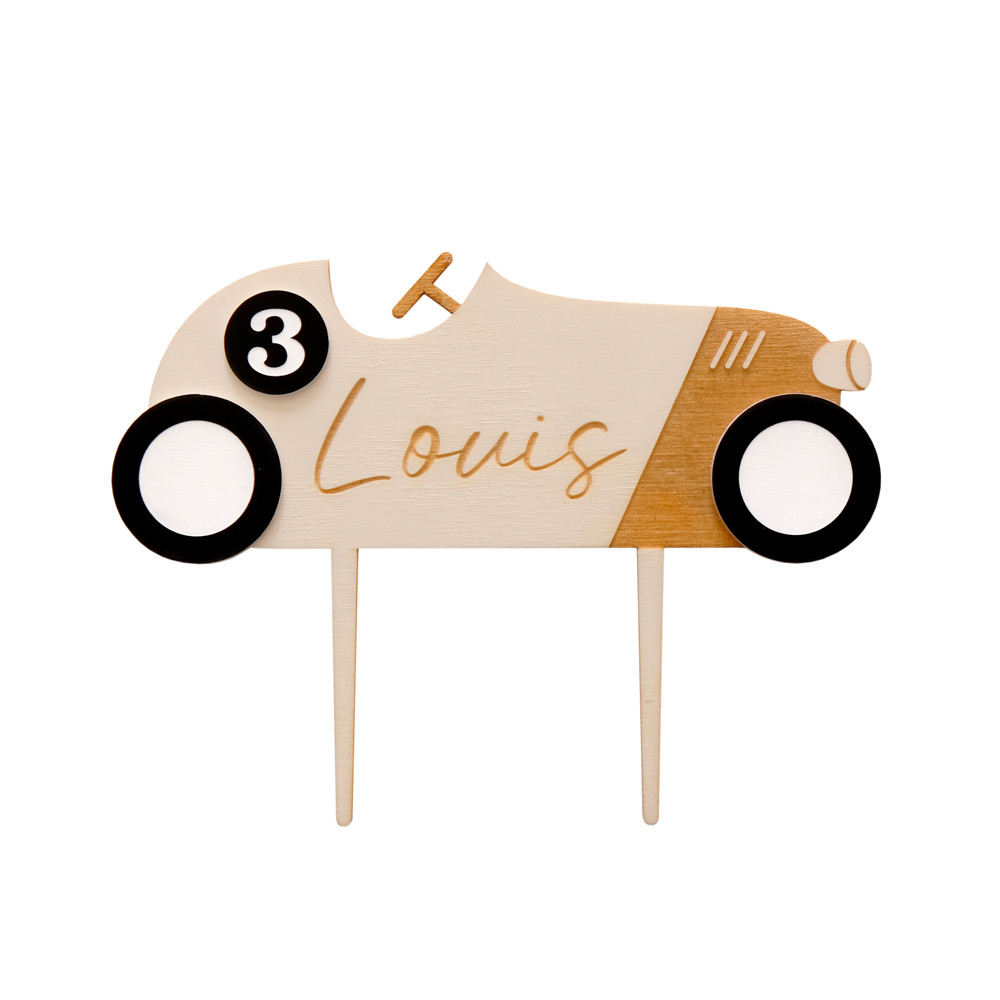Cake topper en bois personnalisable "voiture"