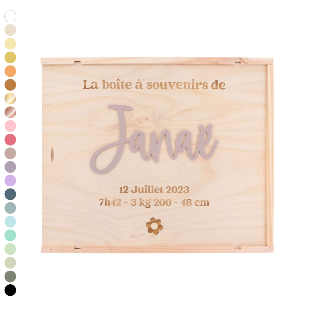 Boite à souvenirs naissance - couleur et motif au choix