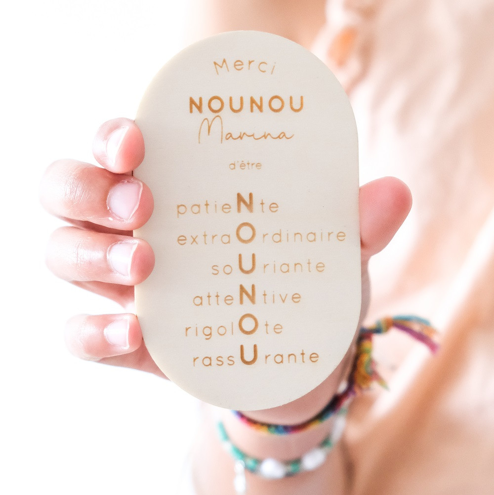 Aimant en bois personnalisable "Remerciements"