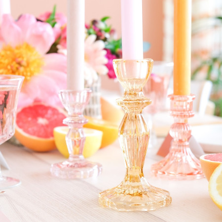 Bougeoir en verre "ocre" -...