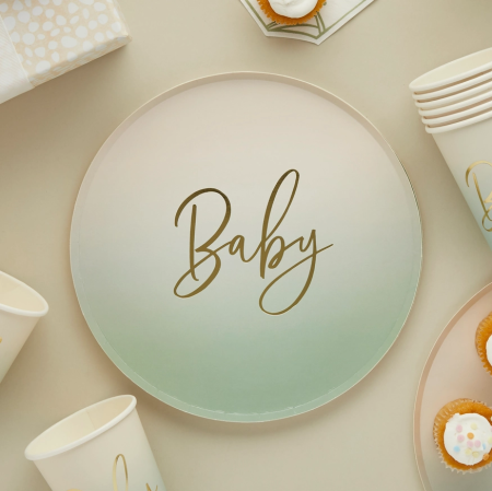 8 assiettes sauge  "baby" -...