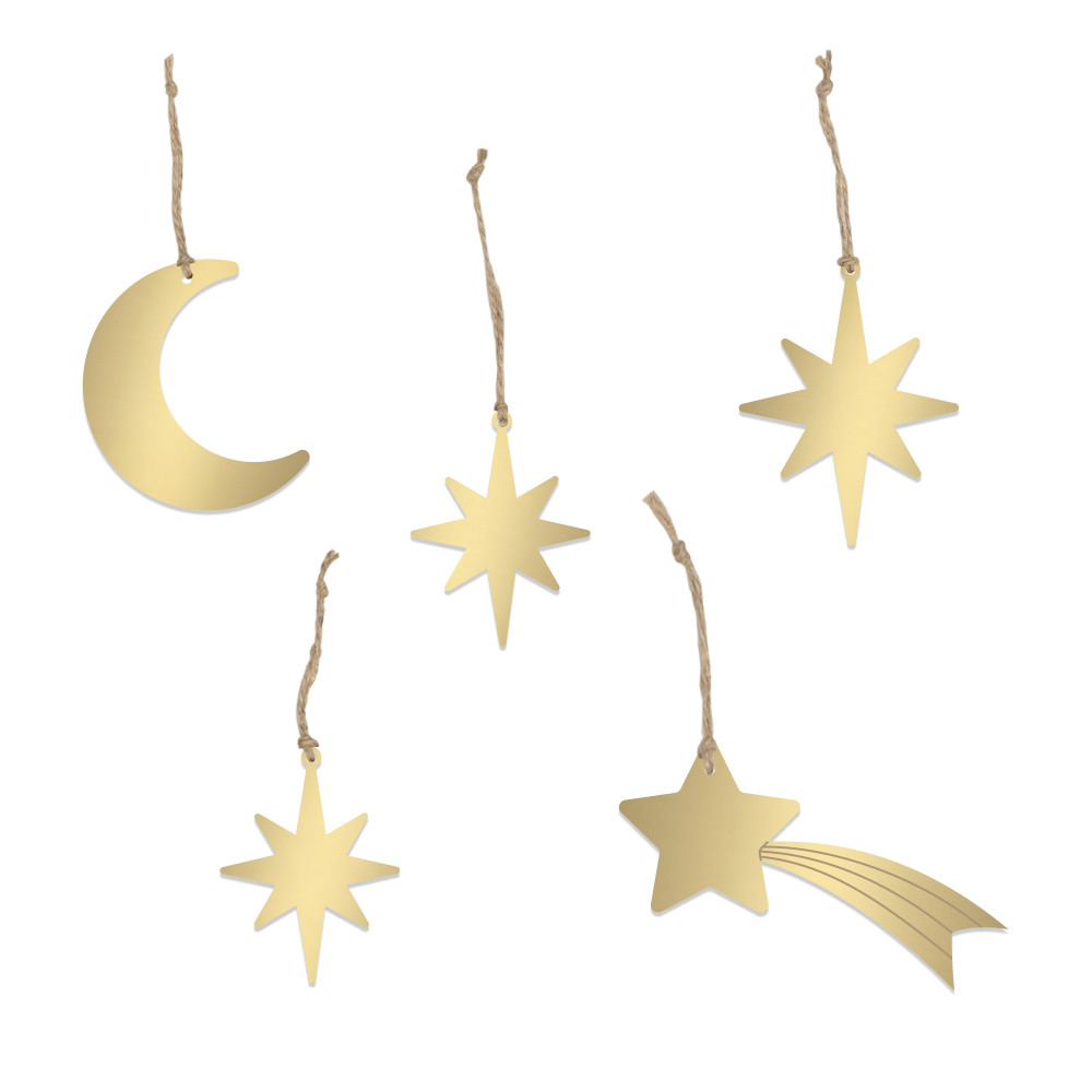 Lot de 5 mini décorations de sapin "galaxie"