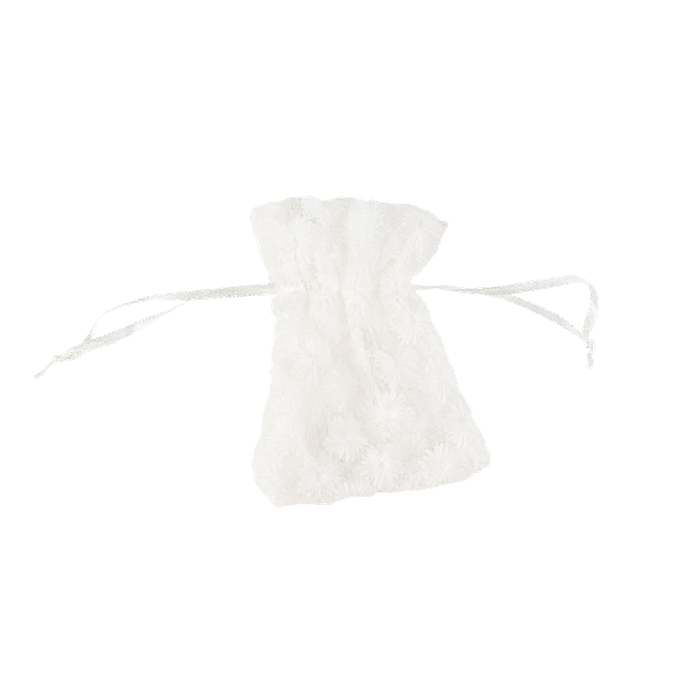 4 pochons voile "fleurs brodées"