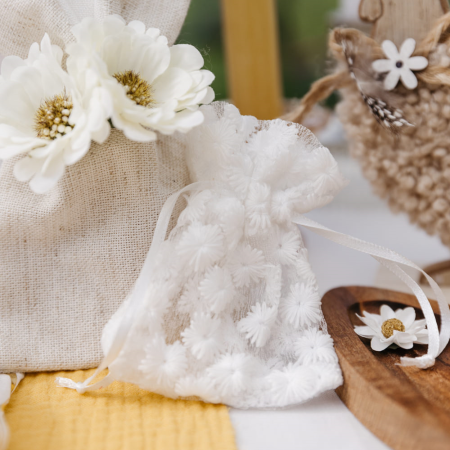 4 pochons voile "fleurs...