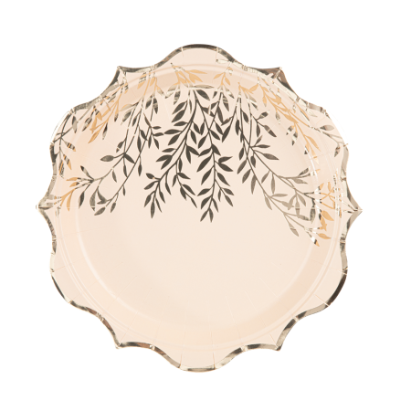 8 assiettes "blush feuilles...