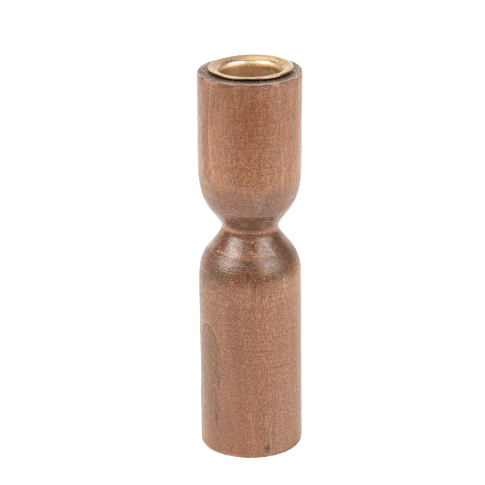 Bougeoir en bois noisette - 15 cm