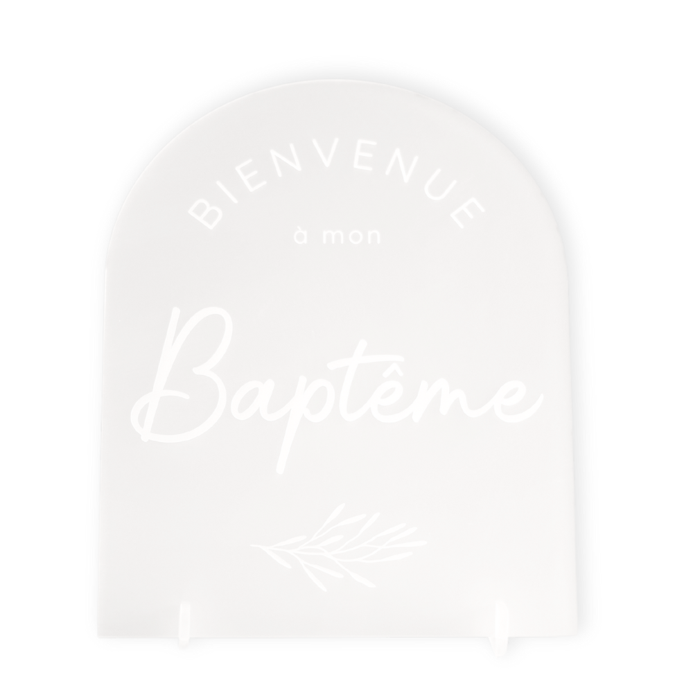 Panneau plexiglas givré "Baptême" - 21 cm
