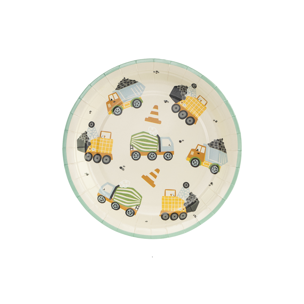 6 Assiettes Véhicules de chantier