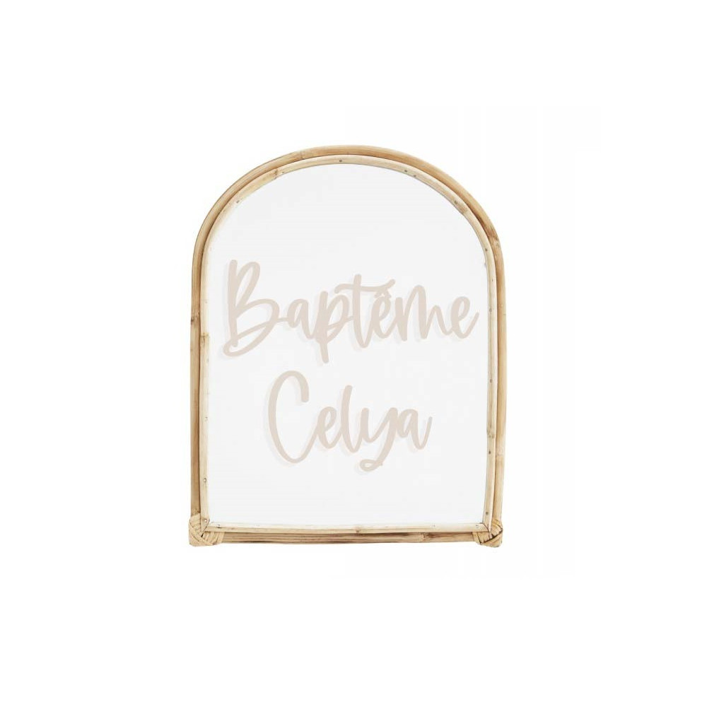 Grand miroir arche personnalisable "baptême" - couleur au choix