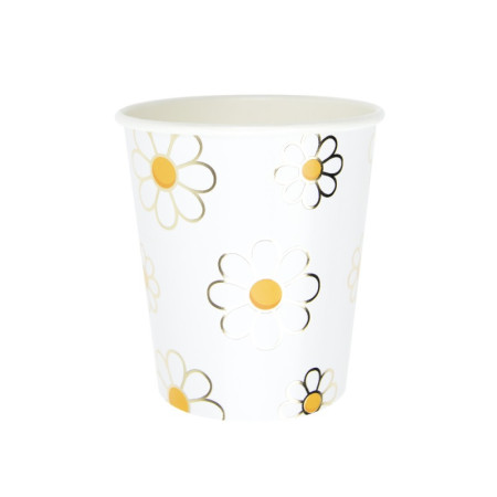 8 gobelets blancs "marguerite"