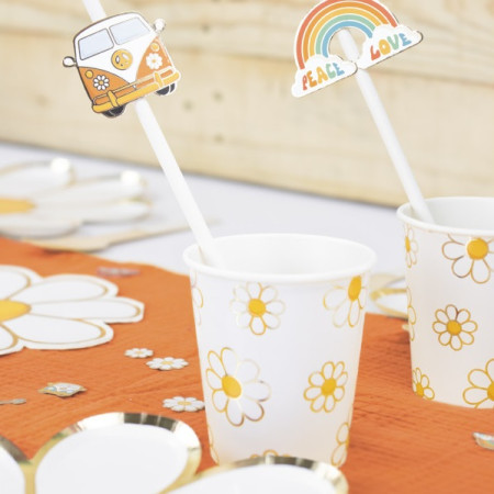 8 gobelets blancs "marguerite"