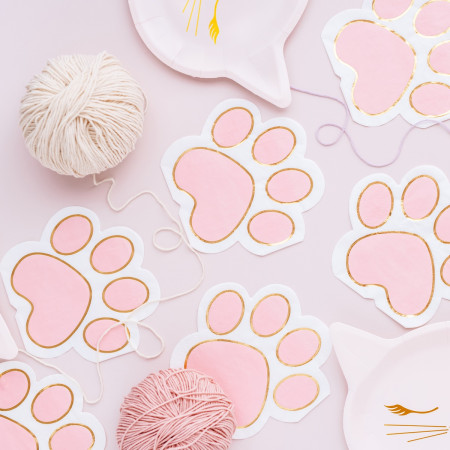 12 Serviettes - Pattes de chat