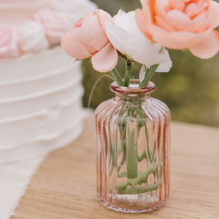 Vase en verre strié "rose...