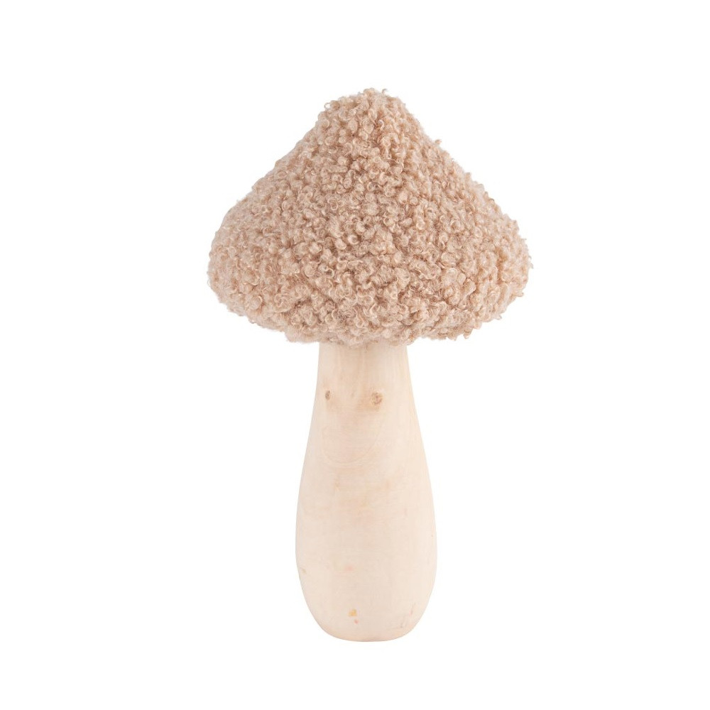 Champignon en bois "chapeau bouclette" - 13.5 cm