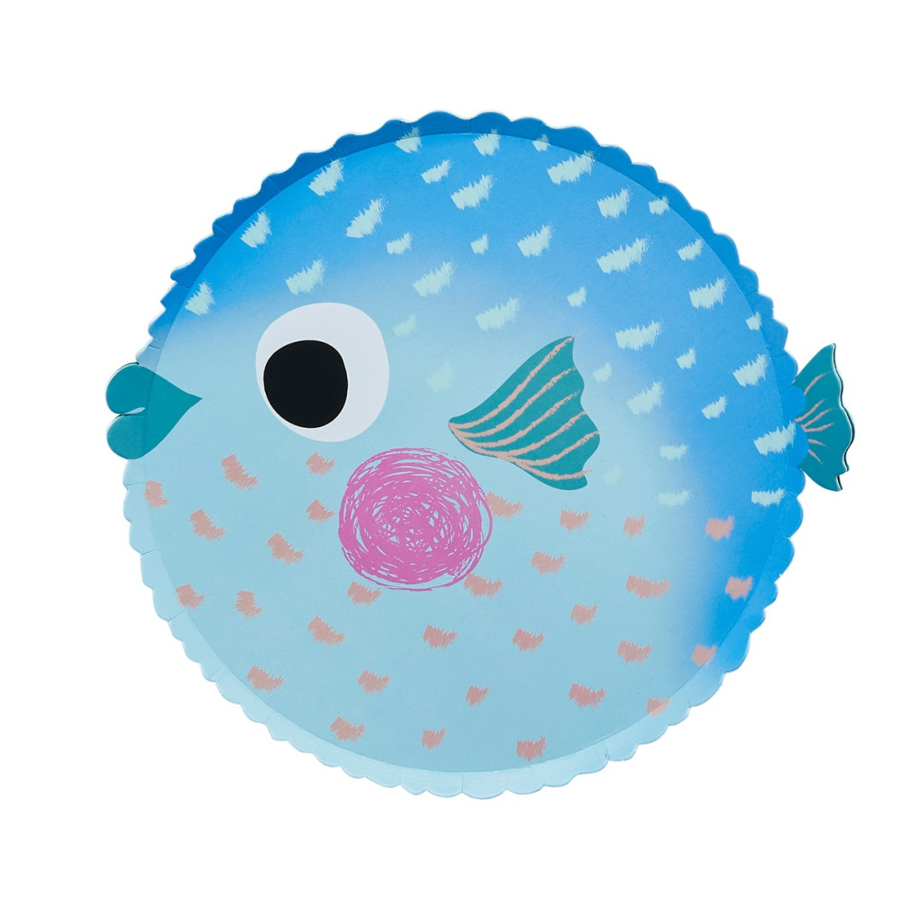 8 assiettes "poisson globe"