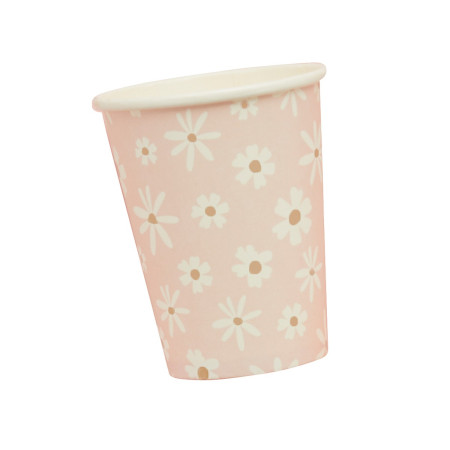 8 gobelets "marguerite rose...