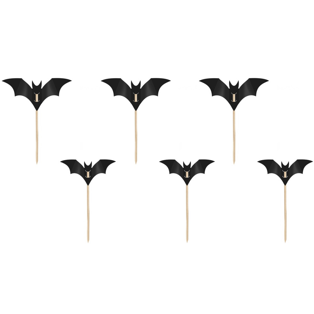 6 Cake topper Chauves -souris - noir