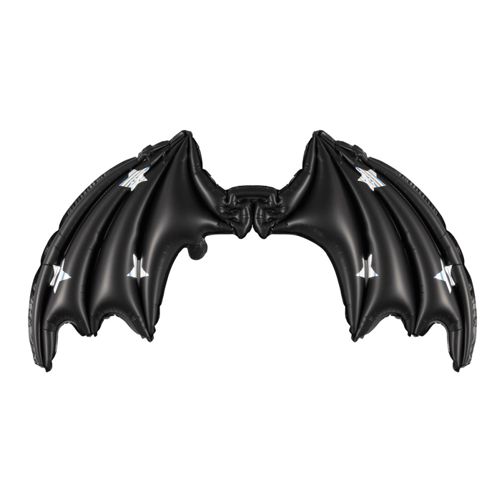 Ballon mylar Ailes de Chauve-souris - noir mat avec étoiles